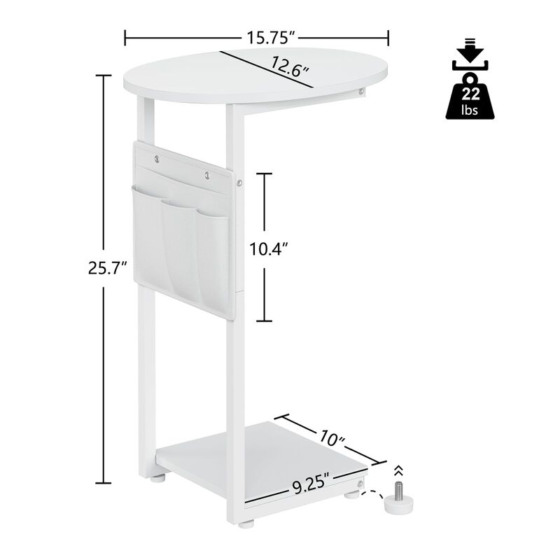 Vagusicc C Shaped End Table for Couch, Small Side Table for Couch, Small Couch Side Table for Small Spaces, Side Table Slide Und
