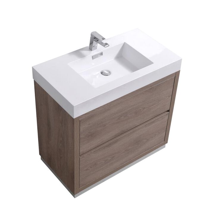 Kubebath Bliss 36 Butternut  Free Standing Modern Bathroom Vanity