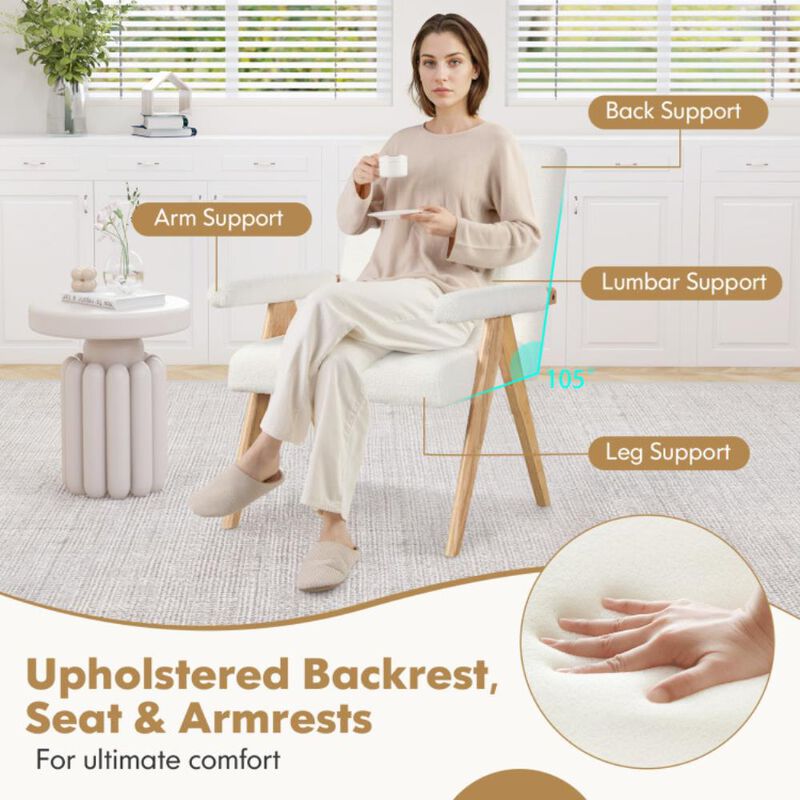 Hivvago Mid Century Modern Accent Chair with Rubber Wood Frame and Padded Armrests