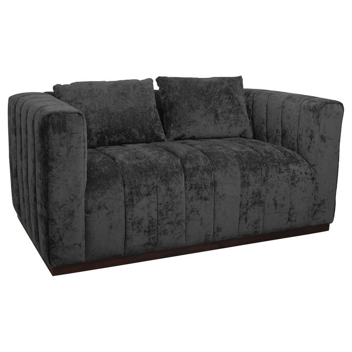Mid-Century Modern Upton Loveseat in Prism Black with 2 Toss Pillows
