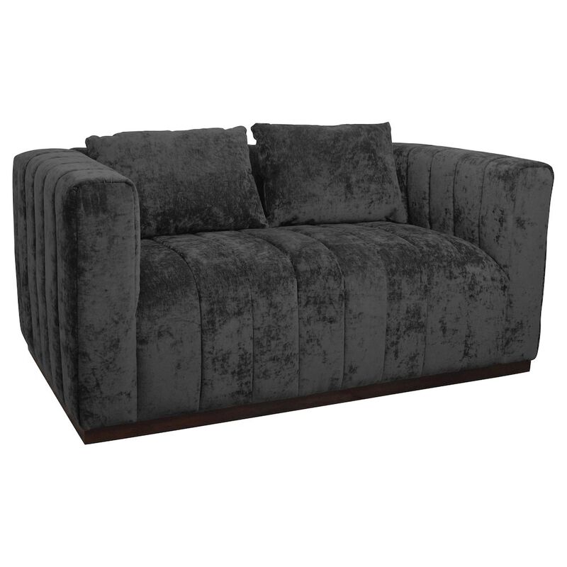 Mid-Century Modern Upton Loveseat in Prism Black with 2 Toss Pillows