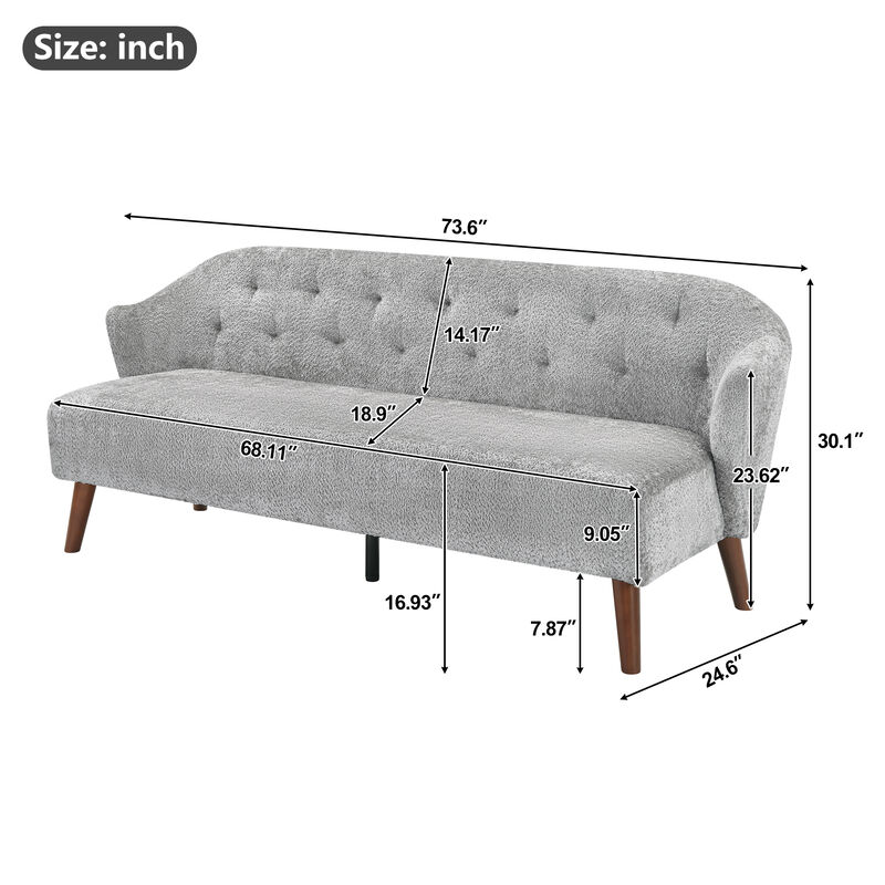 Merax Mid-Century Plush Fabric Loveseat Sofa with Tufted Back image number 3