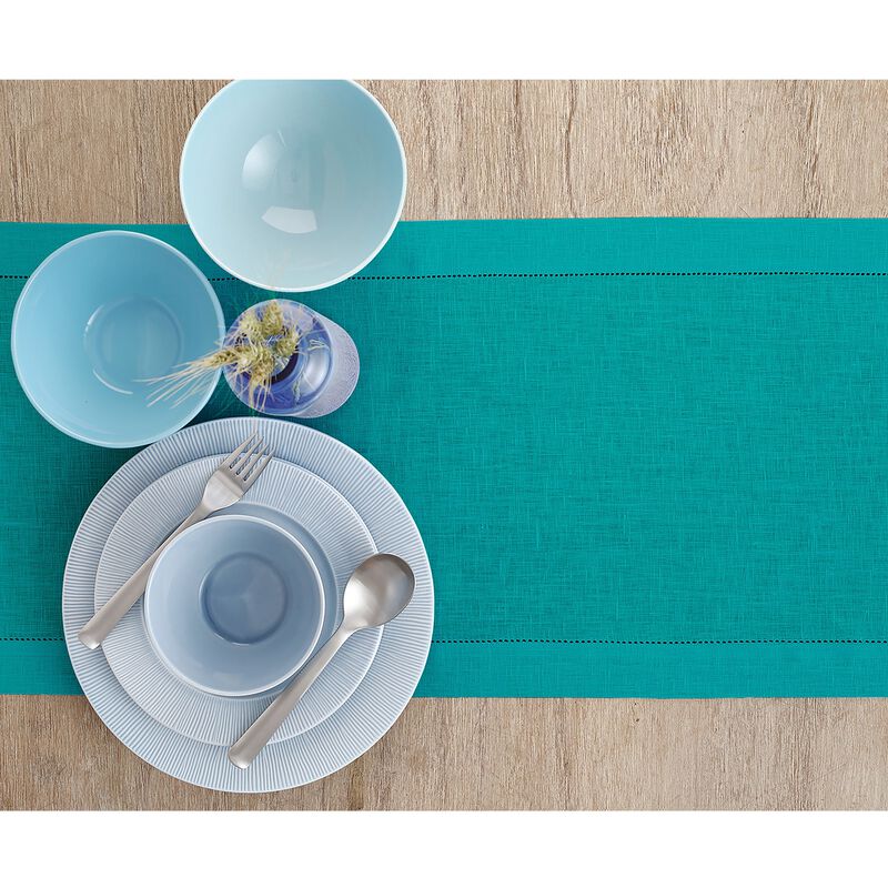 Solino Home Classic Hemstitch 100% Linen Table Runner &ndash; Handcrafted, Machine Washable, Perfect for Holiday and Everyday Dining