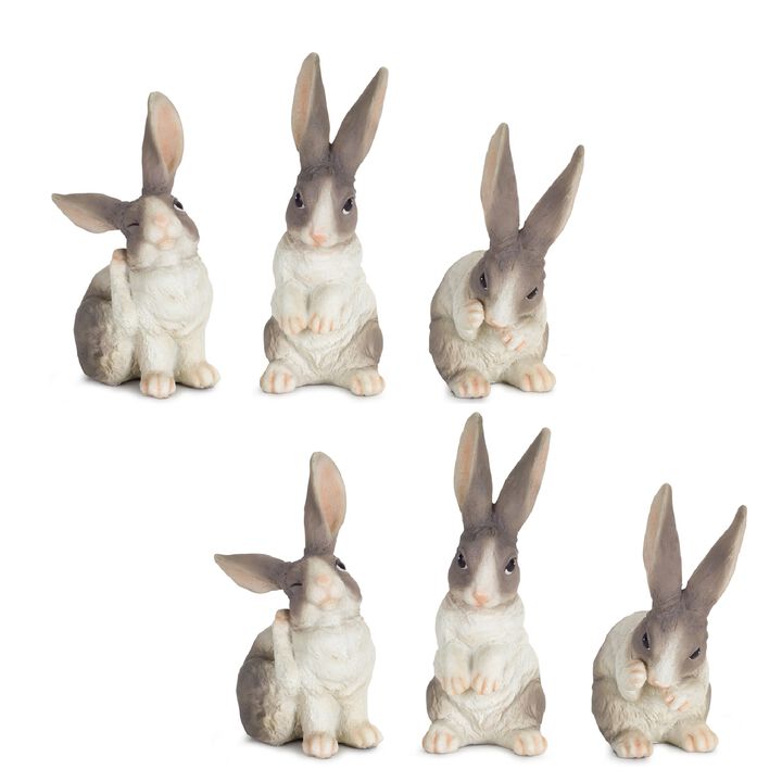 Decorative Resin Rabbits Set of 6 for Seasonal and Holiday Accent