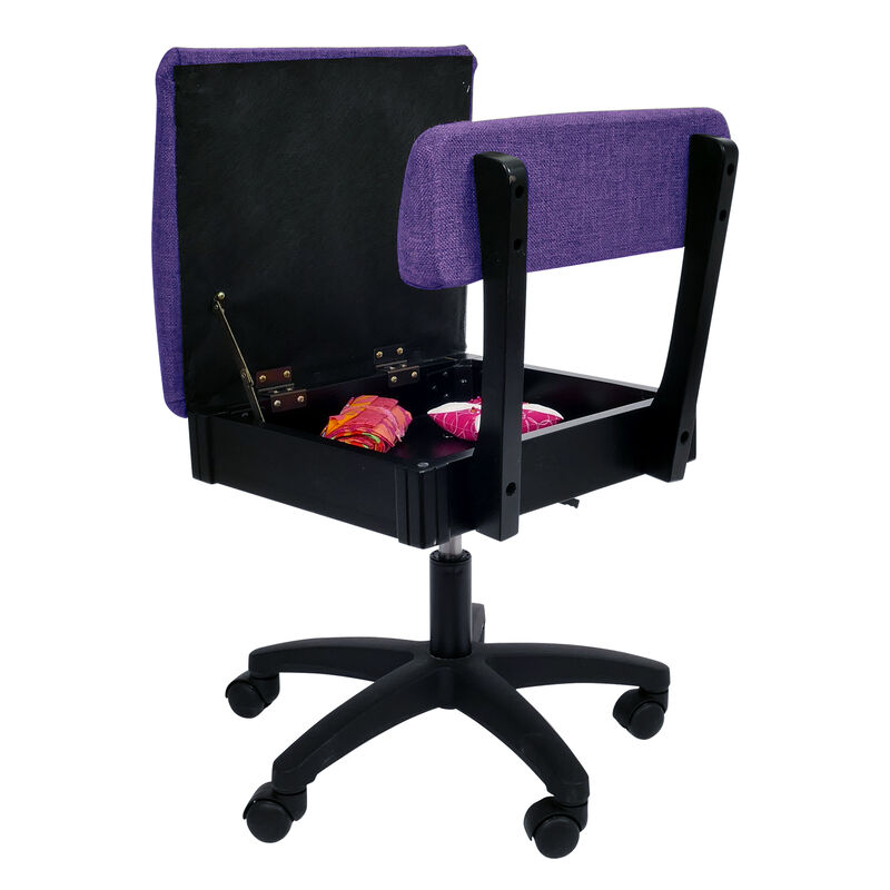 Hydraulic Sewing Chair with Adjustable Height and Cushion Seat &ndash; Royal Purple Print image number 2