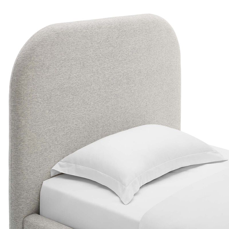 Keynote Upholstered Fabric Curved Twin Platform Bed image number 4