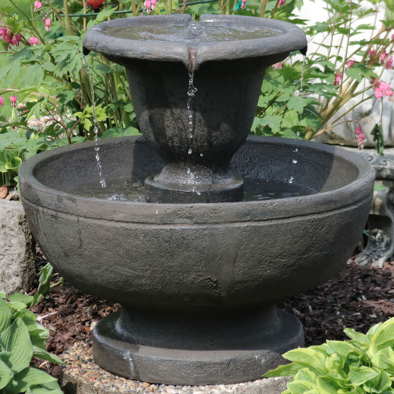 Sunnydaze Streaming Falls Polyresin Outdoor 2-Tier Water Fountain image number 2