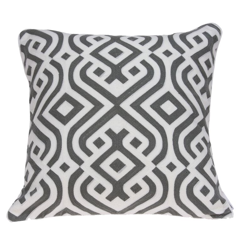 20" Gray and White Stencil Stripes Throw Pillow image number 0