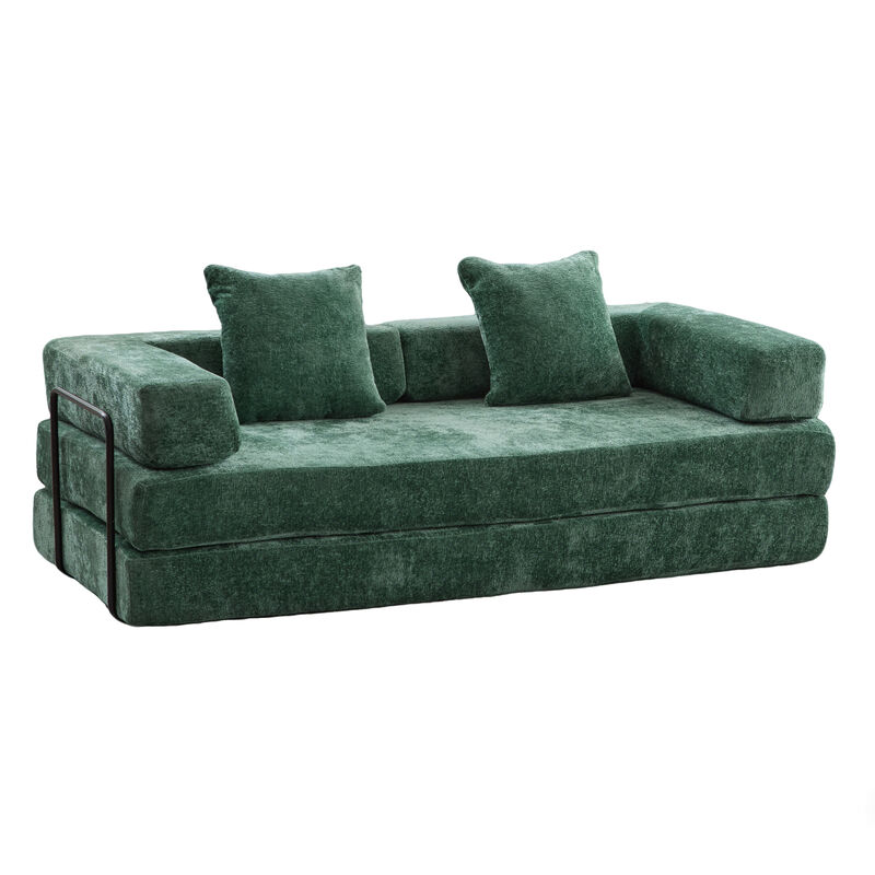 Whisen Chenille Convertible Folding Design Sectional Compression Sofa Floor Futon Couch image number 0
