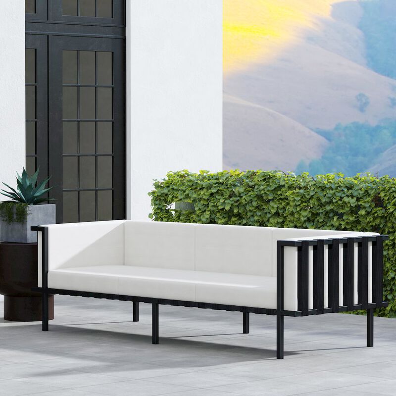 Butler Specialty Norway Outdoor Patio Sofa with Cushions, Black and White