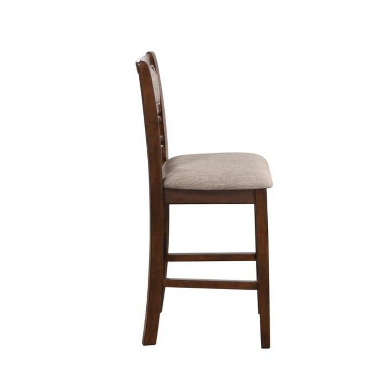 Solid Wood Counter Chairs Set of 2 Cherry Brown image number 1