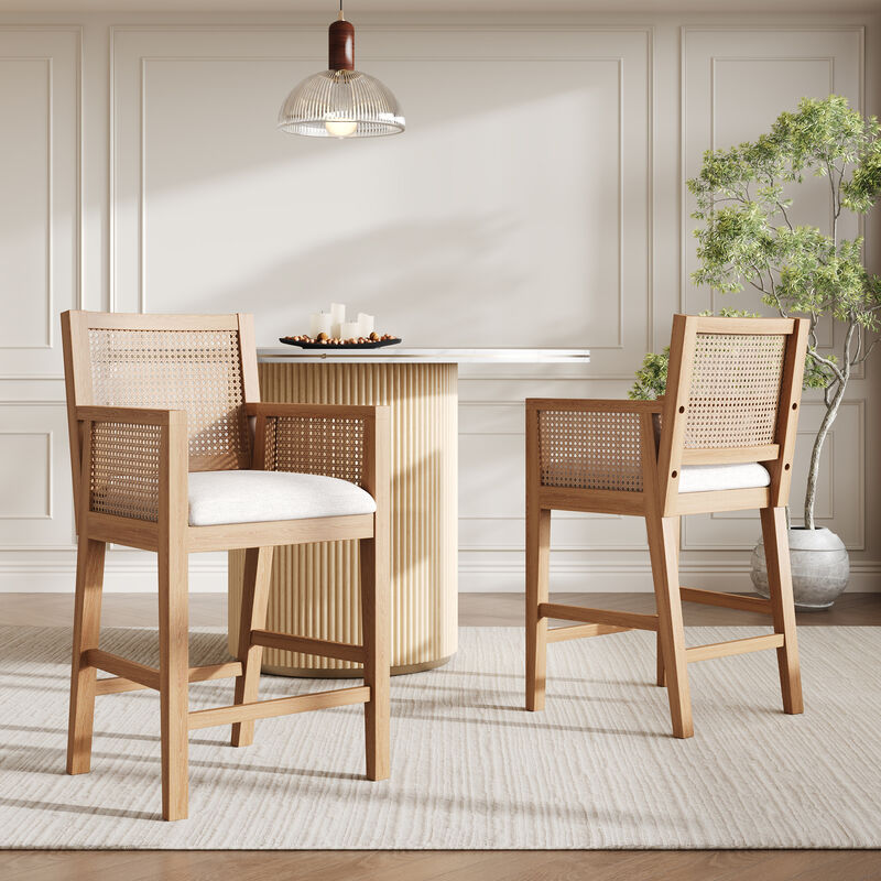 Merax French Country Rattan Bar Stool Set