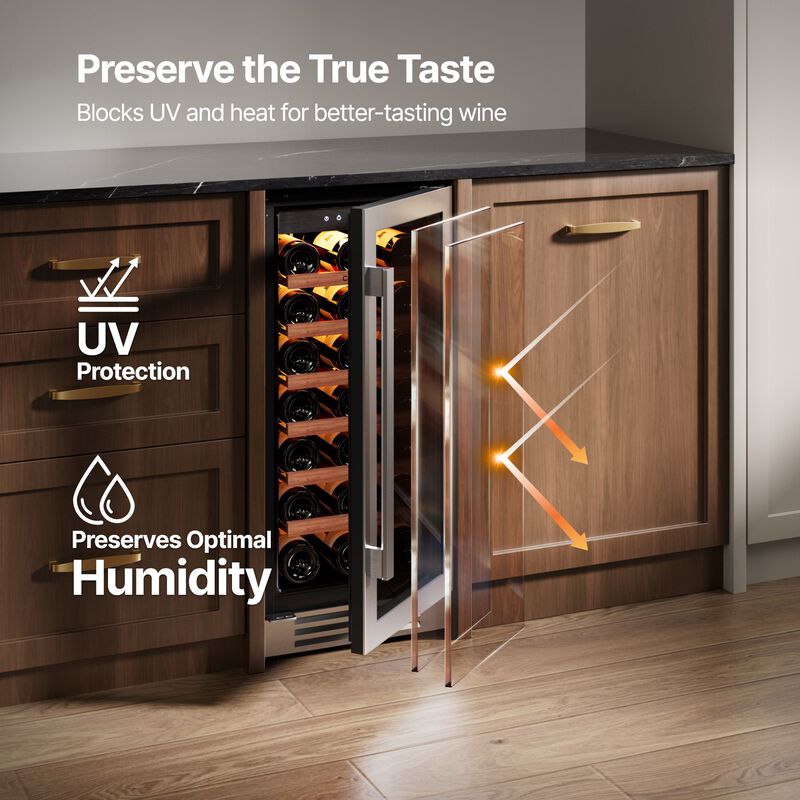 Wine Fridge 15 Inch Wine Refrigerator,33-bottle Wine cooler,40-65&deg;F,3 color LED,built-in/freestanding ,For Home Bar image number 2