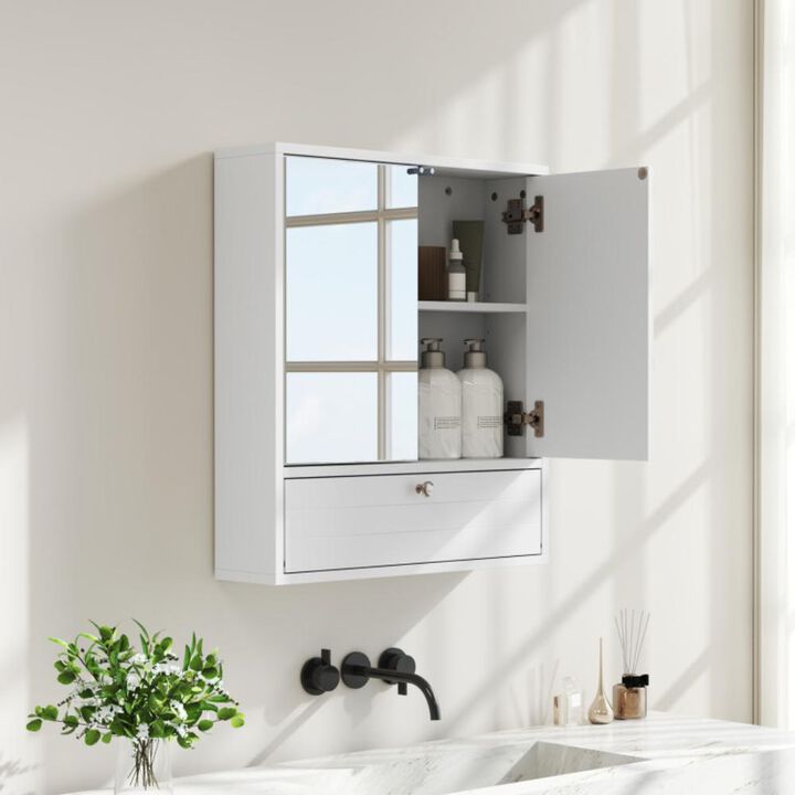 Hivvago Double Door Wall-Mounted Bathroom Mirrored Medicine Cabinet