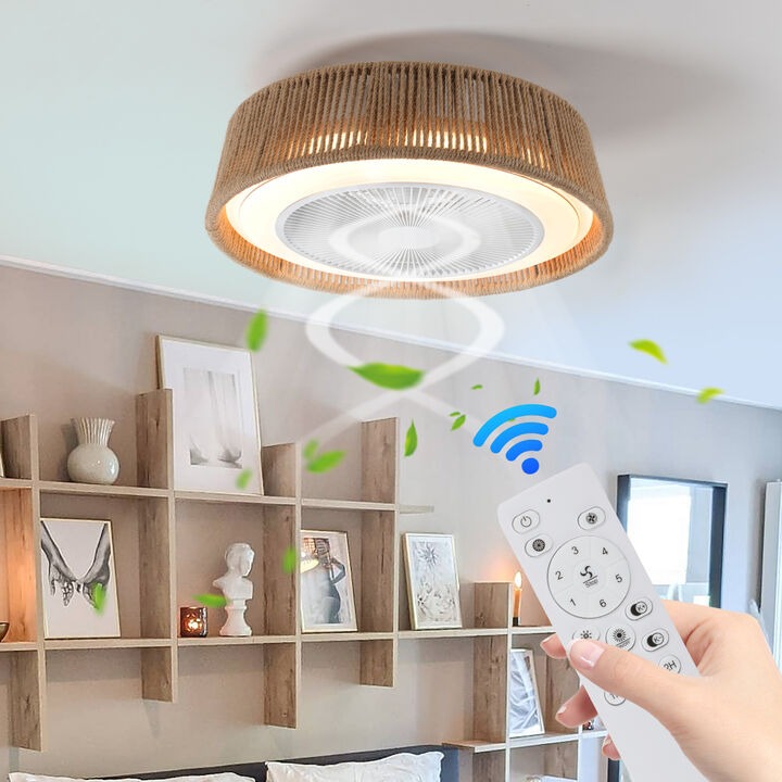 ELEMENT ACE Bohemian Braided Ceiling Fan Light with Silent Remote Control and Adjustable Color Temperature