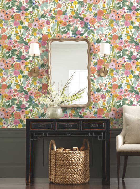 Garden Party Coral & Orange Wallpaper