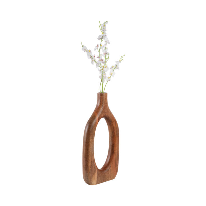 18x9" Open Cut-out Wood Vase, Natural