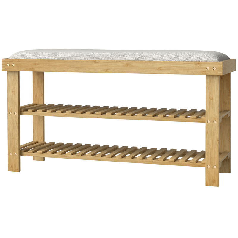 Hivvago Bamboo Shoe Organizer Bench for Entryway image number 0