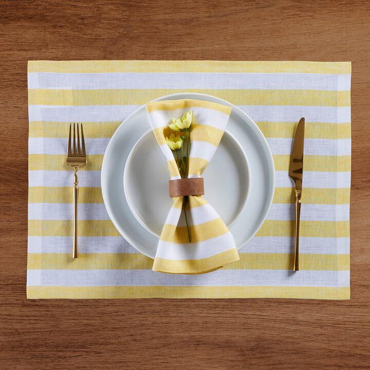 Linen Dinner Napkins - Sorrento Stripe
