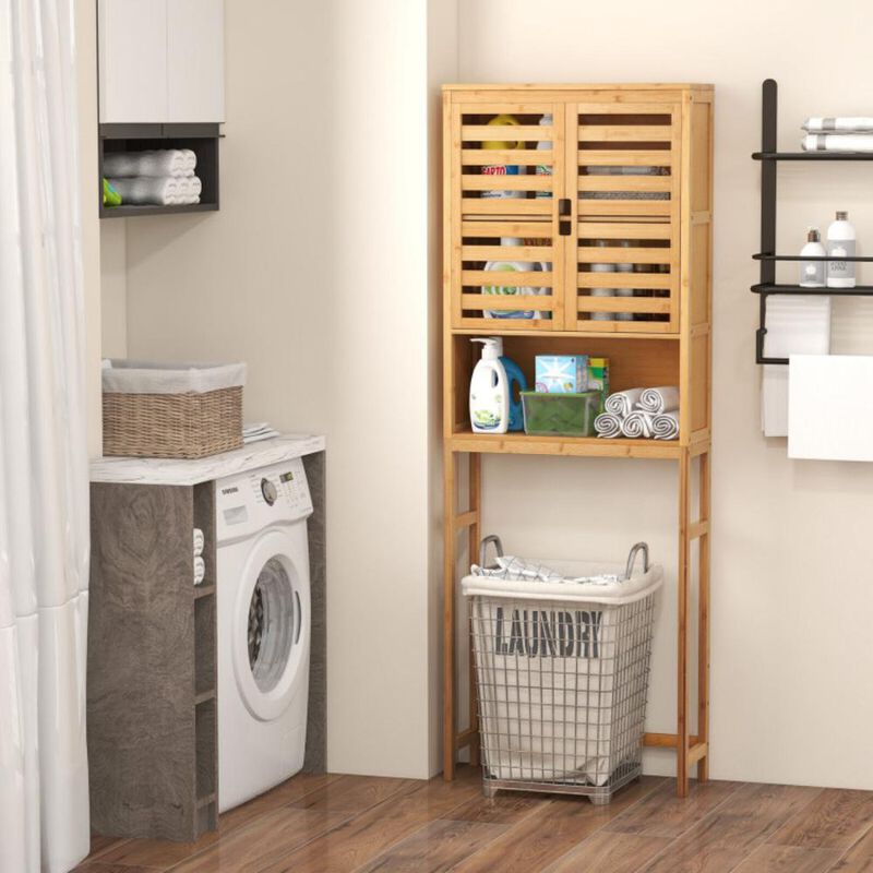 Hivvago Bamboo Over The Toilet Storage Cabinet Bathroom with Adjustable Shelf