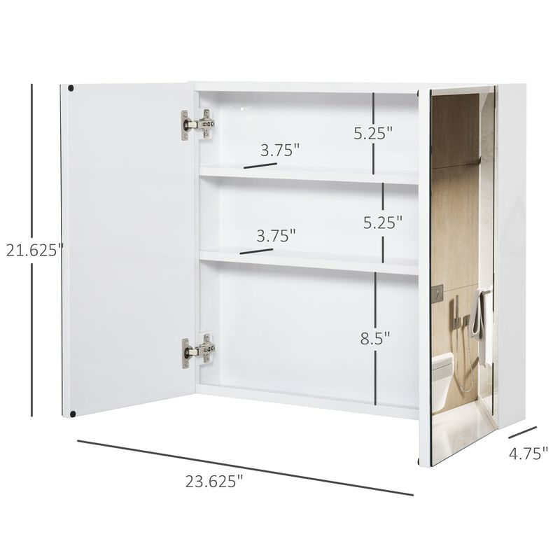 White Mirrored Organizer: 24x22 Wall-Mounted Double Door Cabinet