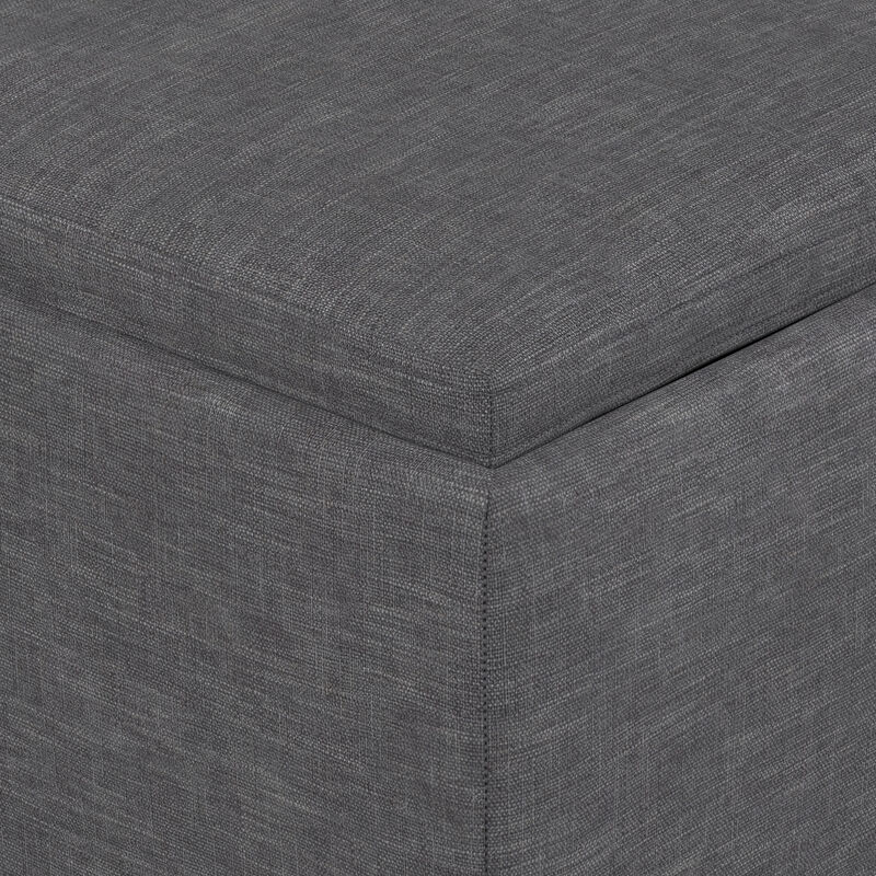 Natasha 18 inch Wide Mid Century Square Mid&nbsp;Century Storage Ottoman with Tray in Slate Grey Polyester Linen, Assembled image number 7