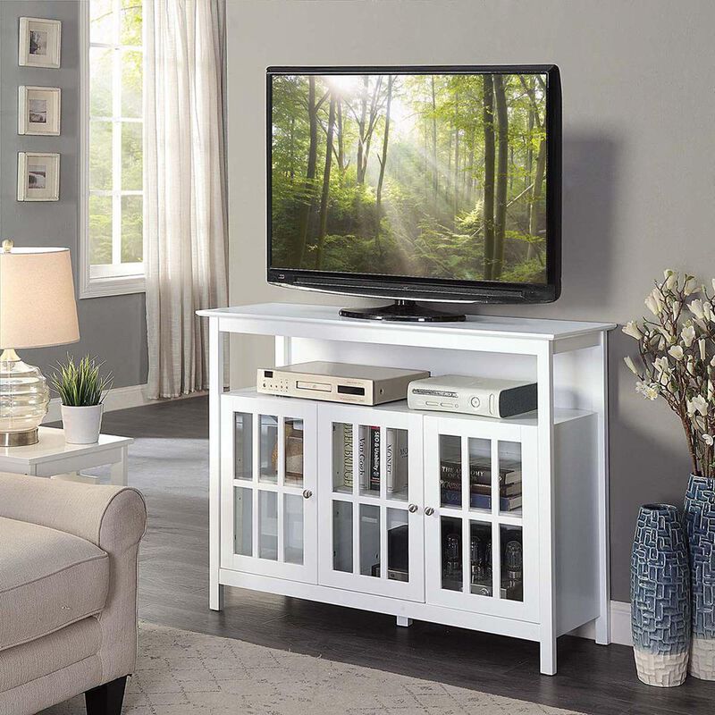 Convenience Concepts Big Sur Deluxe TV Stand with Storage Cabinets and Shelf for TVs up to 55 Inches White
