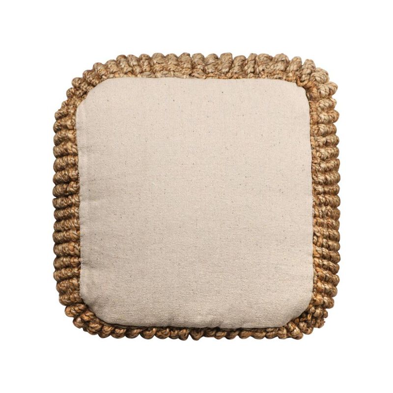 Hivvago 18 Inch Natural Jute Blend Cube Pouf Ottoman