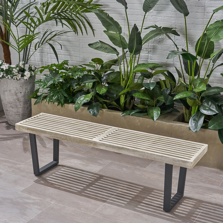 Merax 61.75" Outdoor Acacia Wood Dining Bench