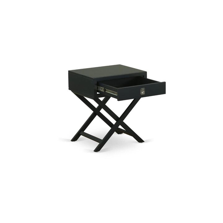 East West Furniture One Pc Gorgeous Hamilton Small Black Rectangular Table with Drawer, 1-Pack, Finish