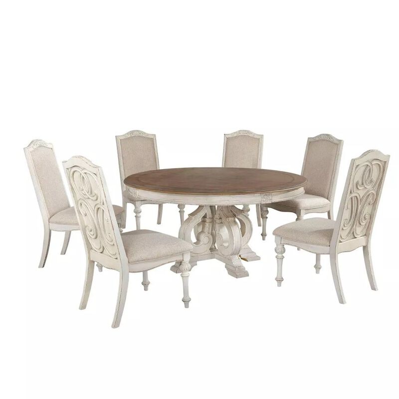 Simple Relax 7 Piece Dining Set in Antique White And Ivory image number 0