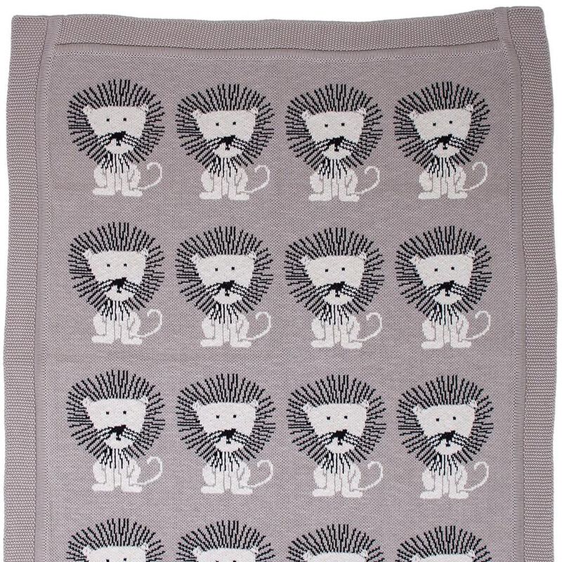 HomeRoots Grey Lots Of Lions Woven Knitted Baby Blanket image number 4