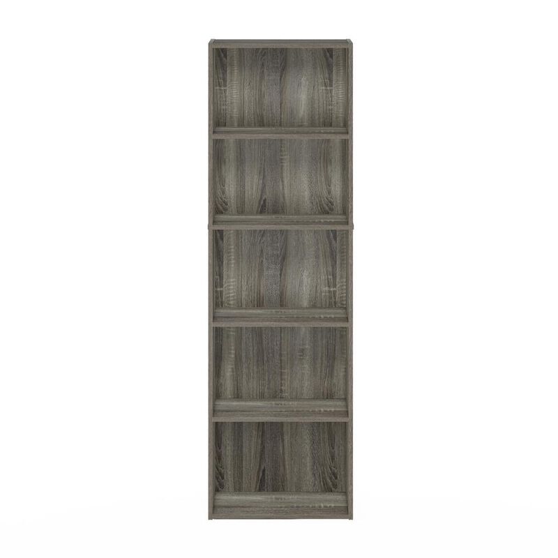 Furinno Luder 5-Tier Reversible Color Open Shelf Bookcase, French Oak