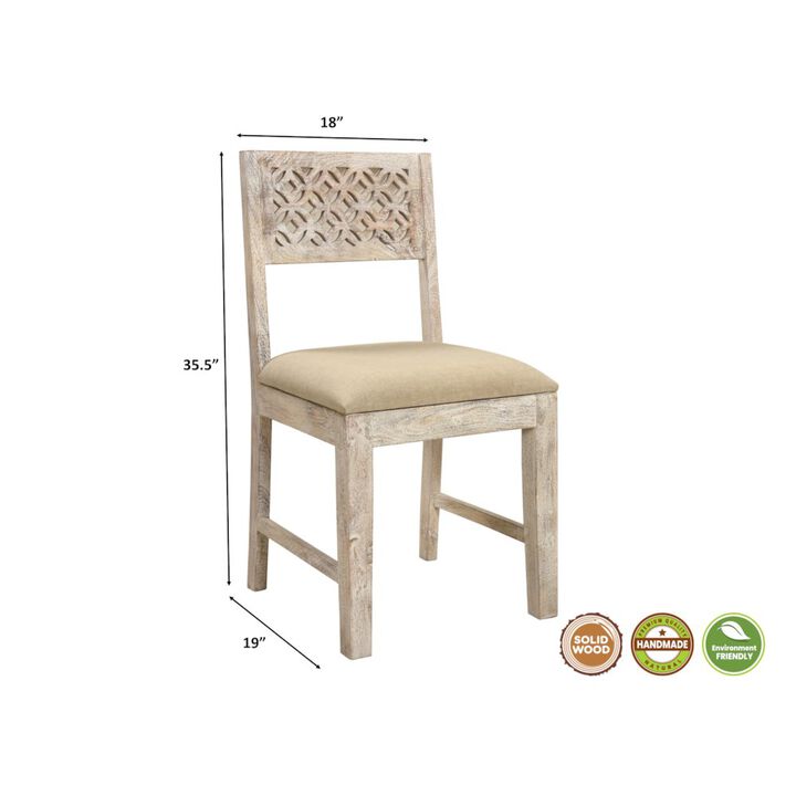 Taran Designs Jensen Carved Solid Wood Dining Chairs (Set of 2)