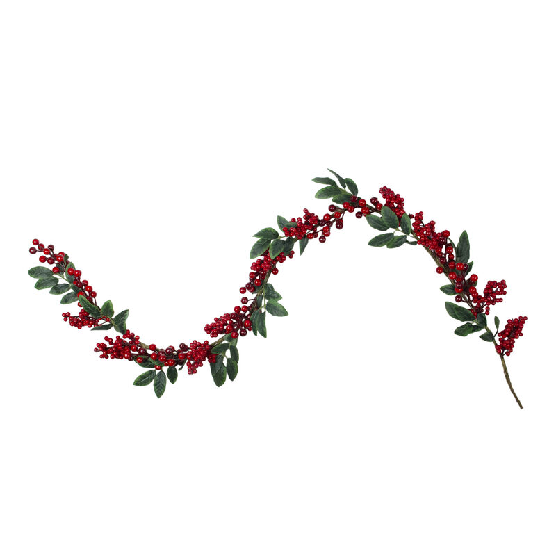 5' x 3.25" Red Berries with Leaves Artificial Christmas Garland  Unlit
