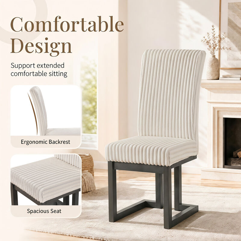 Set of 4 Padded Dining Chairs with Rubberwood Legs for Dining Room image number 3