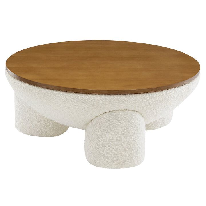 Modway Tridome Round Boucle Upholstered Storage Coffee Table