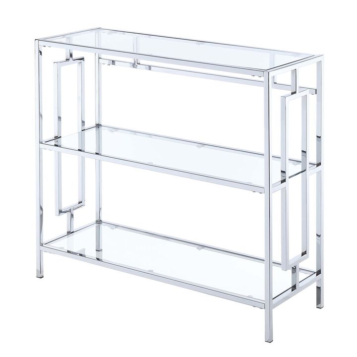 Convenience Concepts Town Square 3-Tier Bookcase, Clear Glass/Chrome Frame