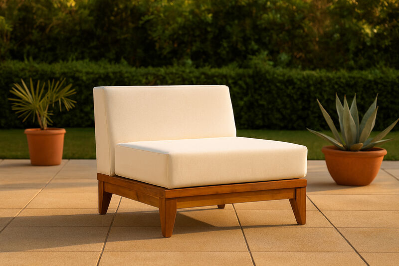 Meridian Furniture Rio Off White Water Resistant Fabric Outdoor Patio Modular Armless Chair