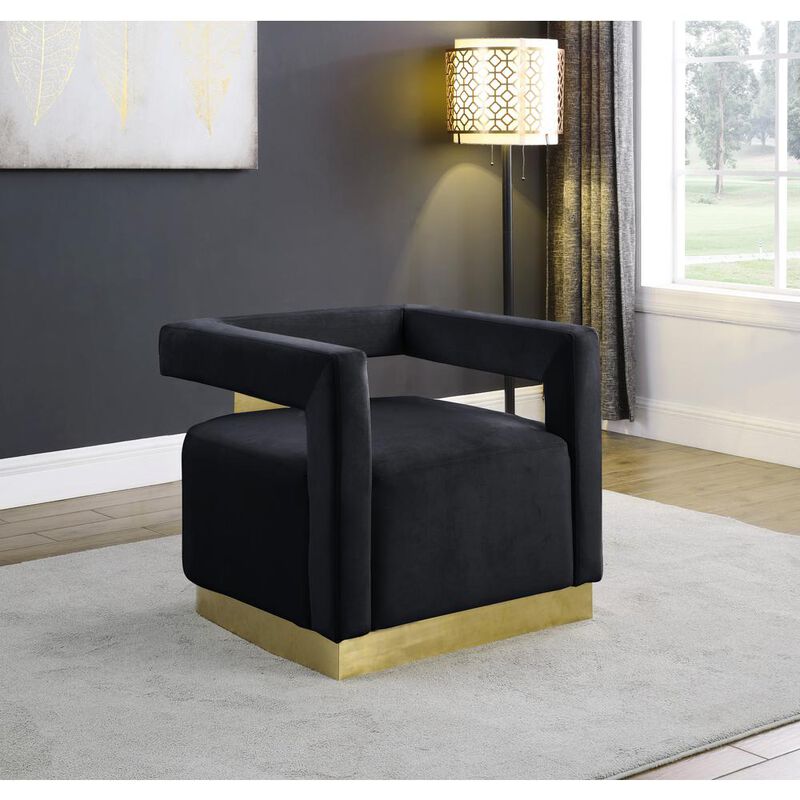Best Master Furniture Connor Velvet Upholstered Accent Chair in Black