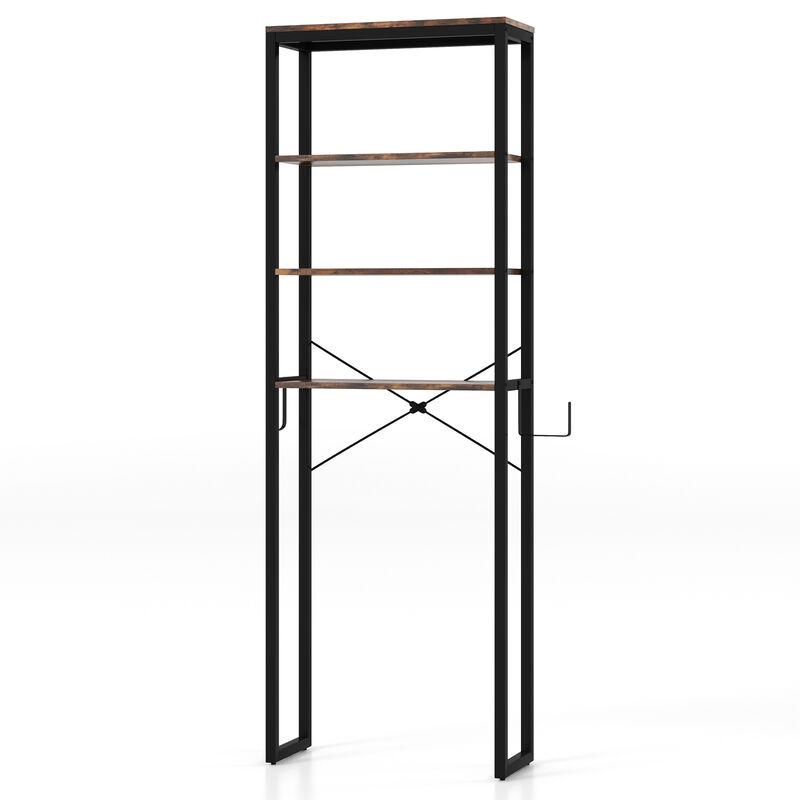 4-Tier Freestanding Over the Toilet Storage Rack-Rustic Brown