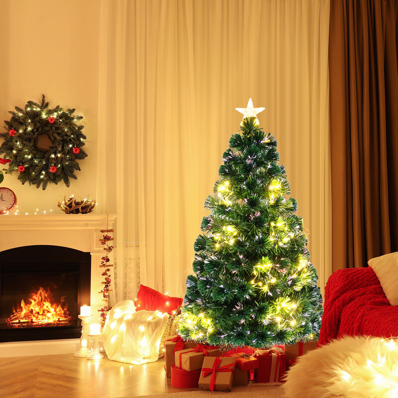 Pre-Lit Artificial Xmas Tree with Top Star and Branch Tips