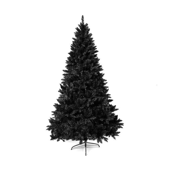 Whisen 6FT Pre-lit Black Artificial Hinged Christmas Tree, Holiday Spruce Xmas Tree with 920 Branch Tips and 280 Color LED Changing Lights
