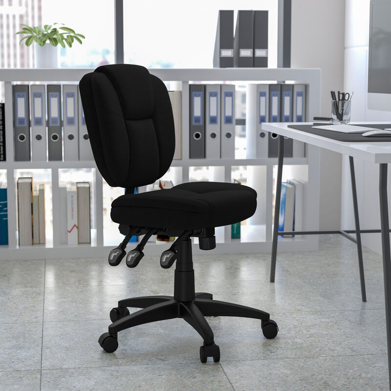 Caroline Mid-Back Fabric Multifunction Swivel Ergonomic Task Office Chair with Pillow Top Cushioning image number 2