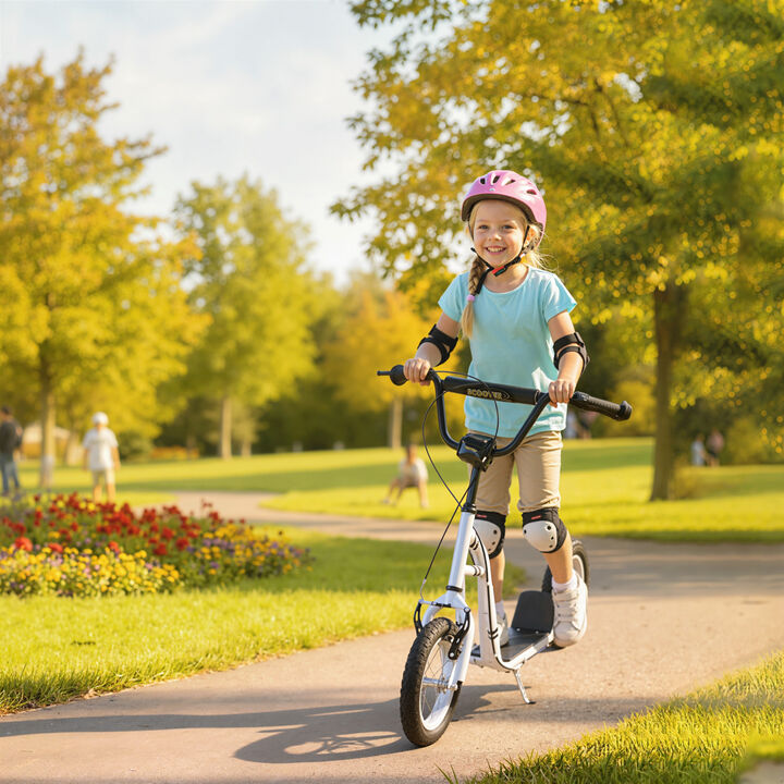 BreeBe Youth Scooter Front and Rear Caliper Dual Brakes 12-Inch Inflatable Front Wheel Ride On Toy