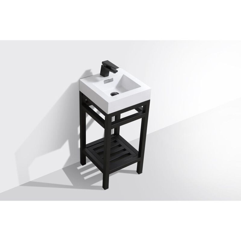 Kubebath Cisco 16 Stainless Steel Console with Acrylic Sink - Matt Black