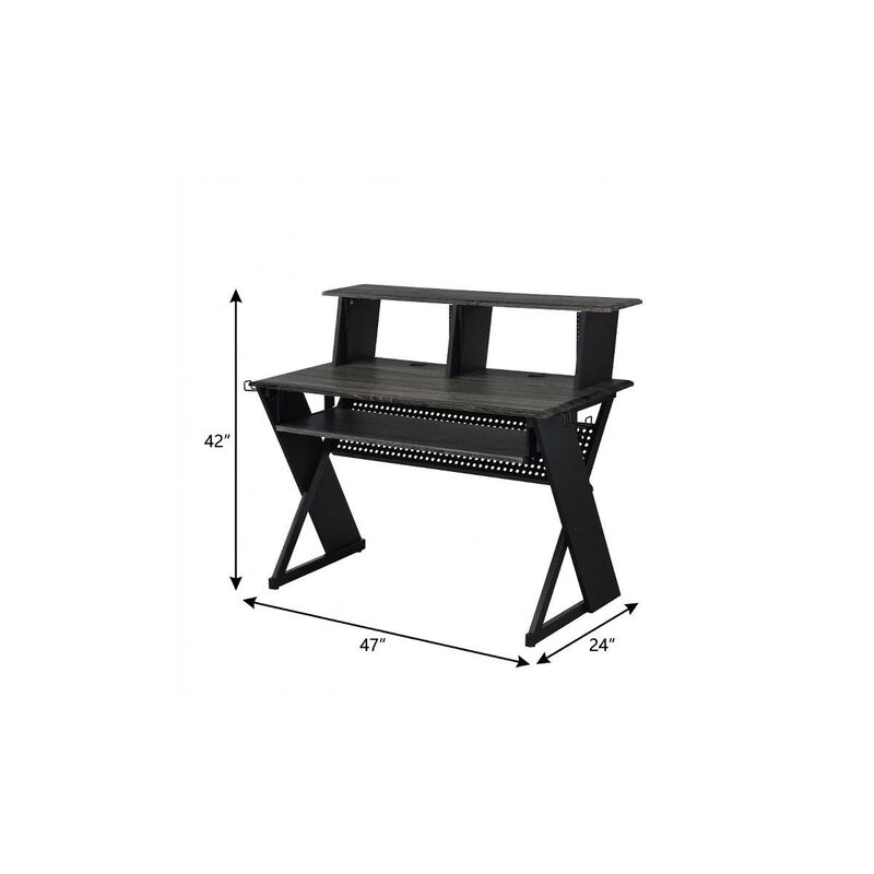 HomeRoots 47" Black Wood and Metal Computer Desk image number 3