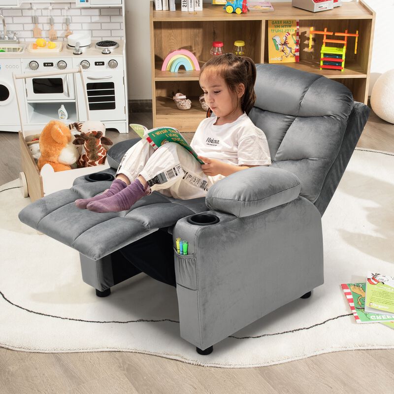 Kids Recliner Chair with Cup Holder and Footrest for Children