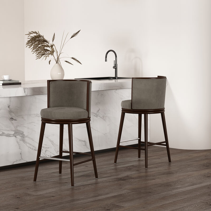 Evalyn Dark Gray Bar Stools (Set of 2)