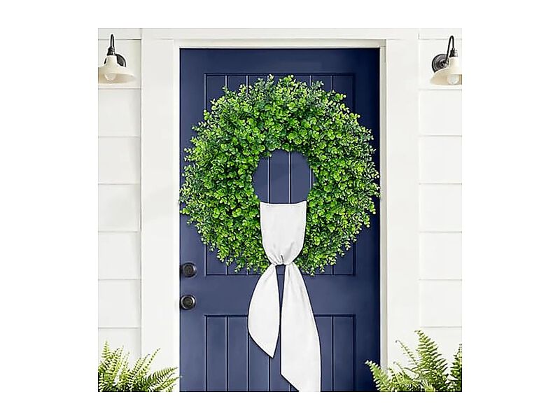28 Large Boxwood Wreaths Front Door Artificial Green Spring Wreath Sash Greenery image number 3